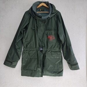 Wetskins Jacket Mens L Fish Finder Green Waterproof Hooded Parka Anti Exposure